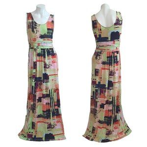 Ice Geometric Artsy Sleeveless Flowy Maxi Casual Party Dress